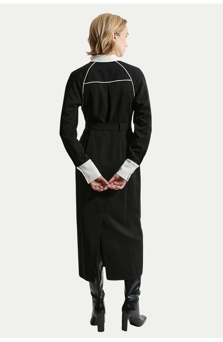 Karen Millen Twill Collared Woven Midi Dress, Alternate, color, Mono