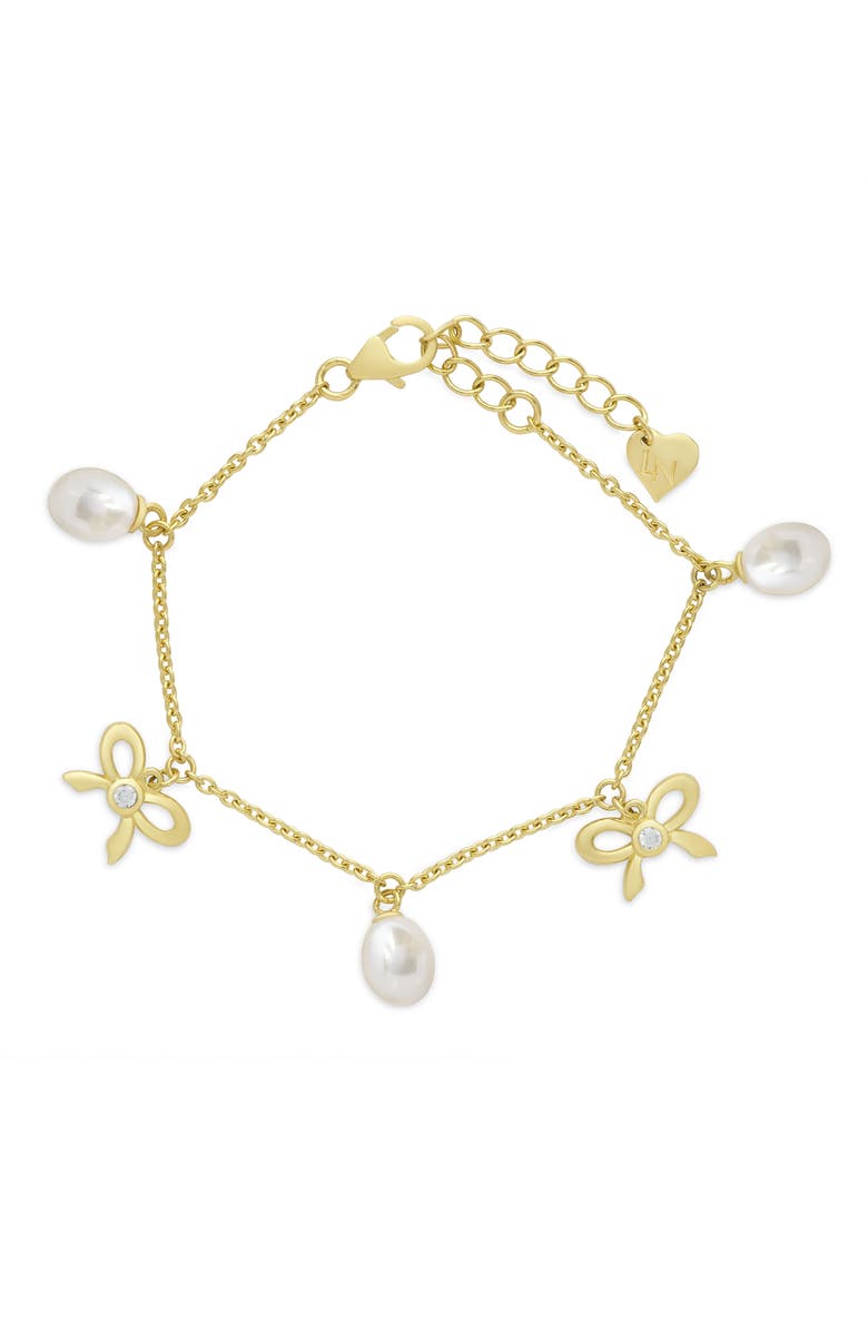 Lily Nily Kids' Cubic Zirconia & Pearl Charm Bracelet, Main, color, Gold