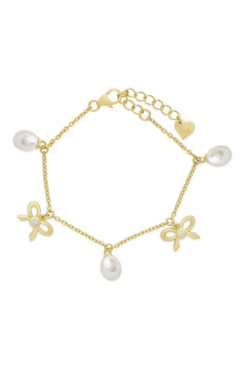 Kids' Cubic Zirconia & Pearl Charm Bracelet