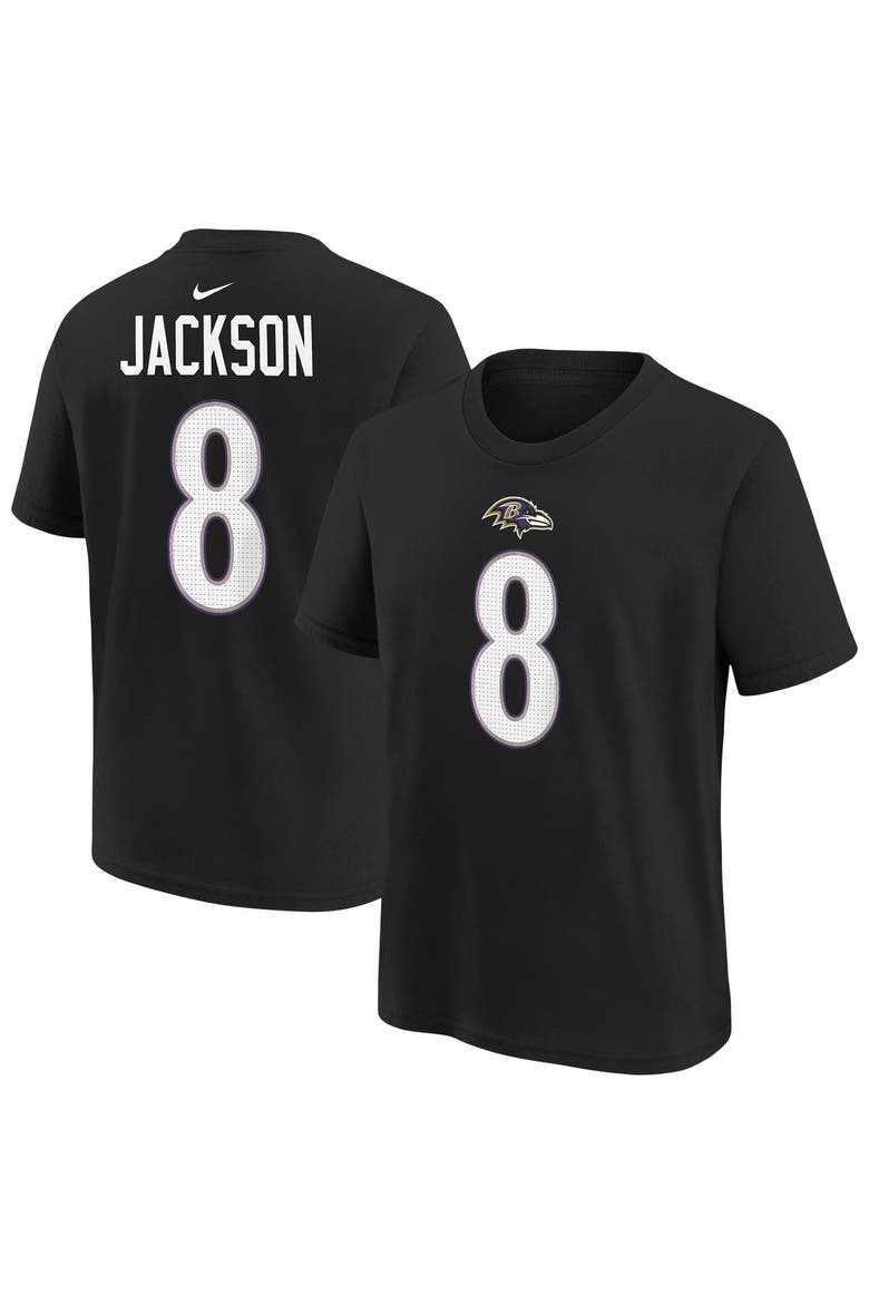 Youth Nike Lamar Jackson Black Baltimore Ravens Player Name & Number T-Shirt, Main, color, Black