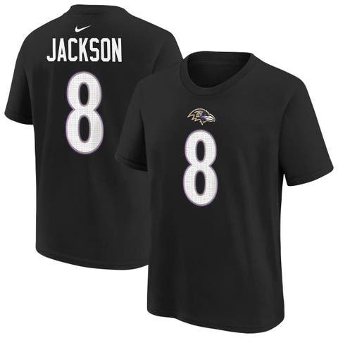 Youth Nike Lamar Jackson Black Baltimore Ravens Player Name & Number T-Shirt