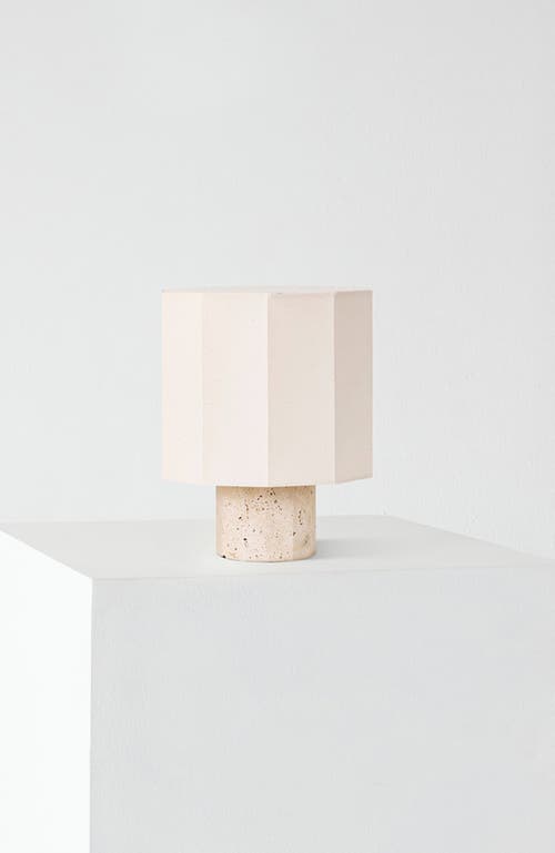 Brightech Cleo 10" Travertine Natural Stone Led Table Lamp In Neutral
