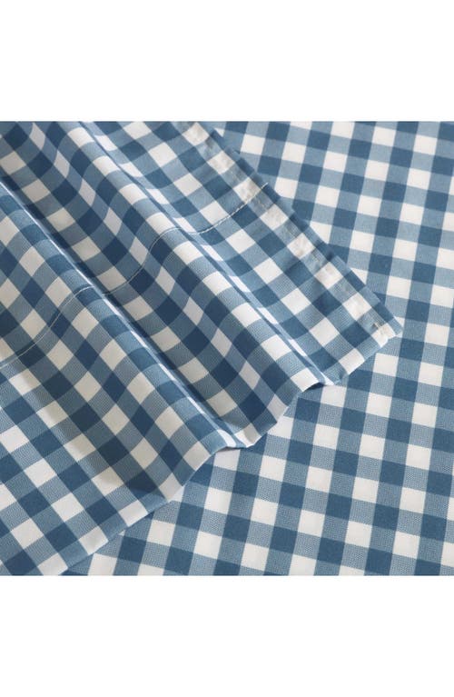 Eddie Bauer Preston Check Microfiber Sheet Set In White/cosmo Blue