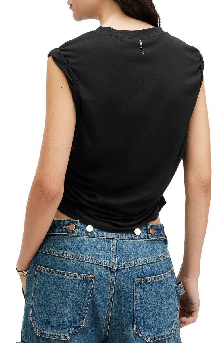 AllSaints West Side Ruched Tank, Alternate, color, Black
