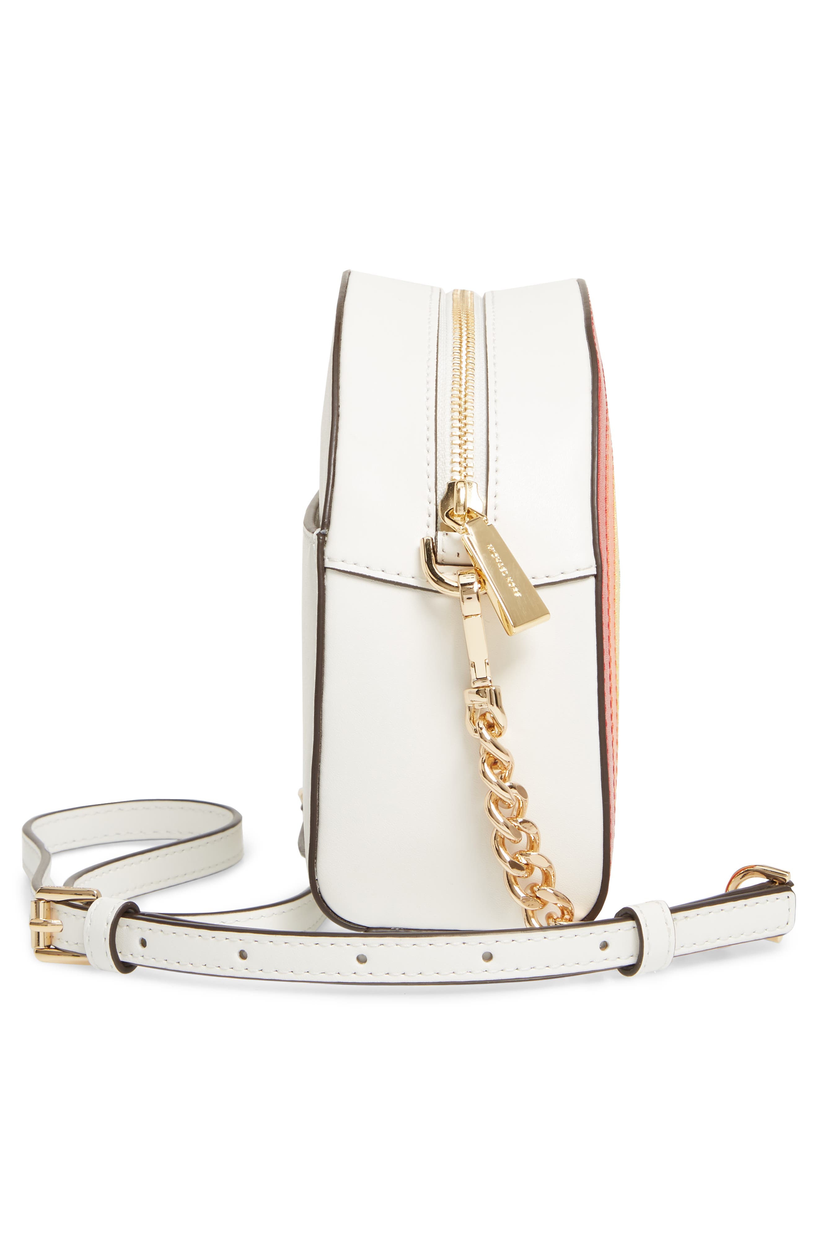 Ginny Rainbow Stripe Leather Crossbody Bag, Alternate, color, OPTIC WHITE