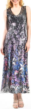 Komarov Climbing Vines Maxi Dress with Lace Back Detail