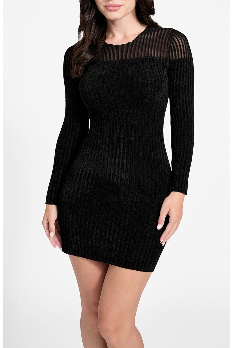 Rowena Long Sleeve Rib Chenille Sweater Dress, Alternate, color, BLACK-BLACK