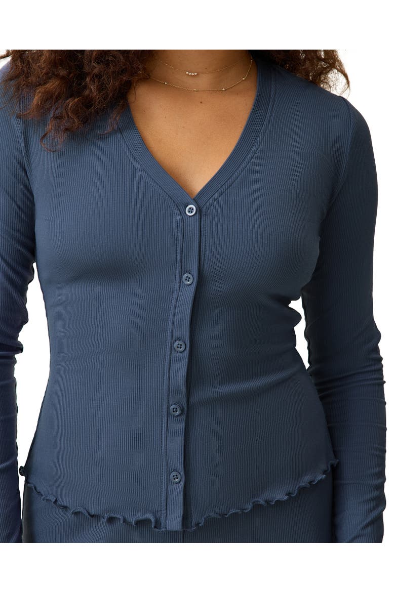 Ribbed Modal Cardigan, Alternate, color, Light Navy