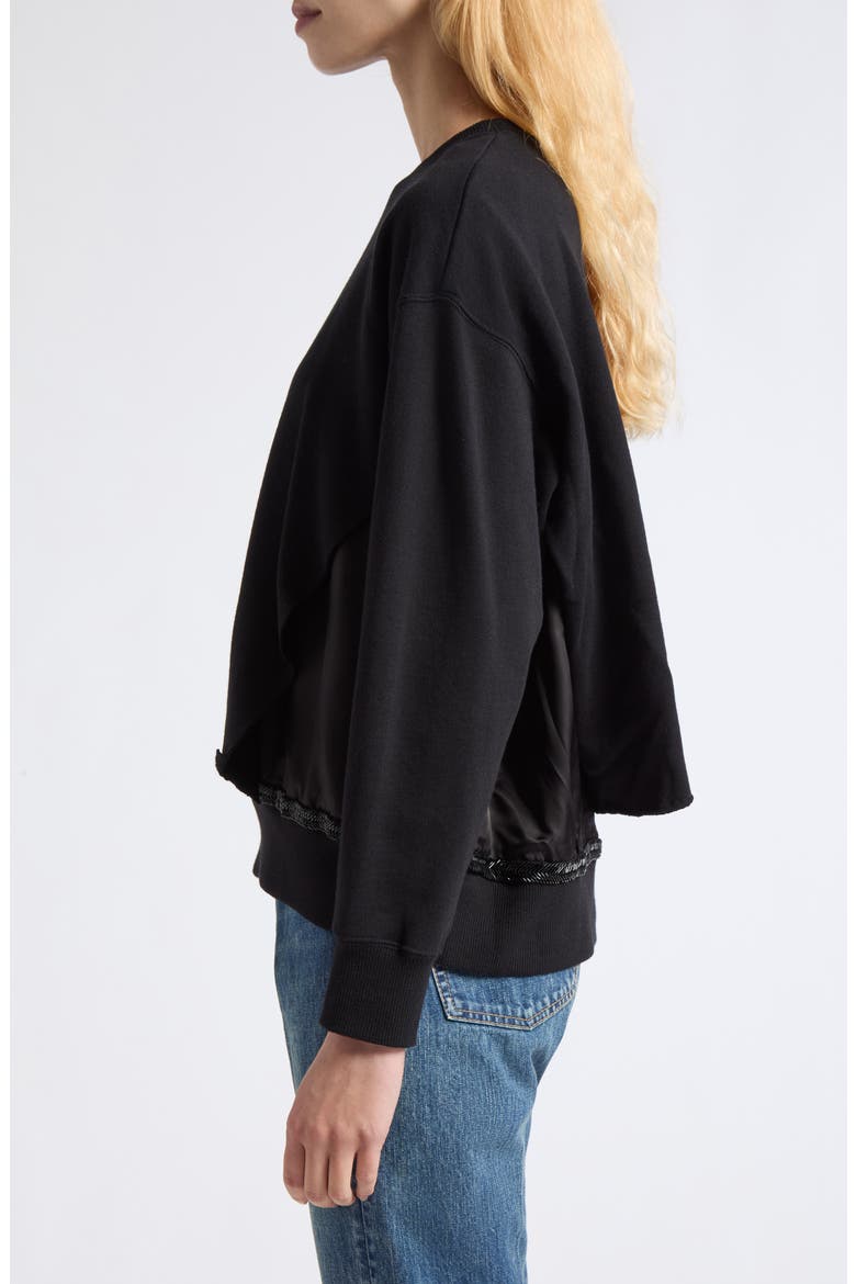 Paneled Bead Trim Sweatshirt, Alternate, color, BLACK