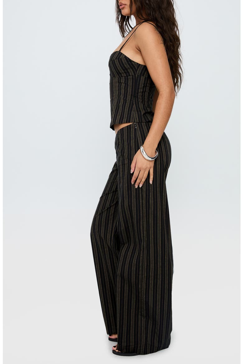 Kierstyn Stripe Crop Cotton Top & Wide Leg Pants Set, Alternate, color, BLACK STRIPE