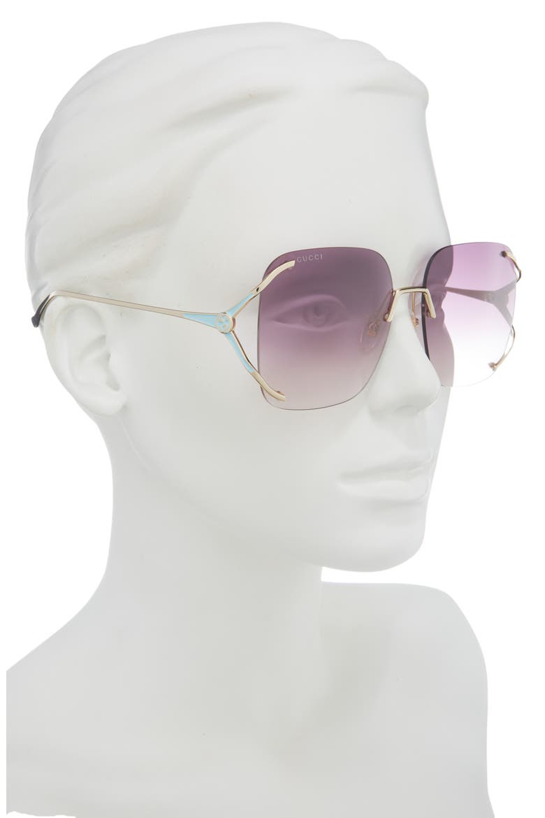 60mm Square Gradient Sunglasses, Alternate, color, GOLD/ GOLD VIOLET