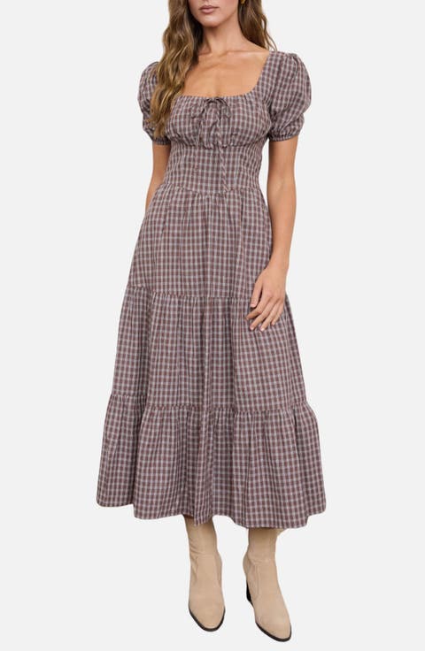 Gingham Tiered Maxi Dress