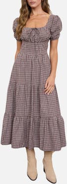 Blu Pepper Gingham Tiered Maxi Dress
