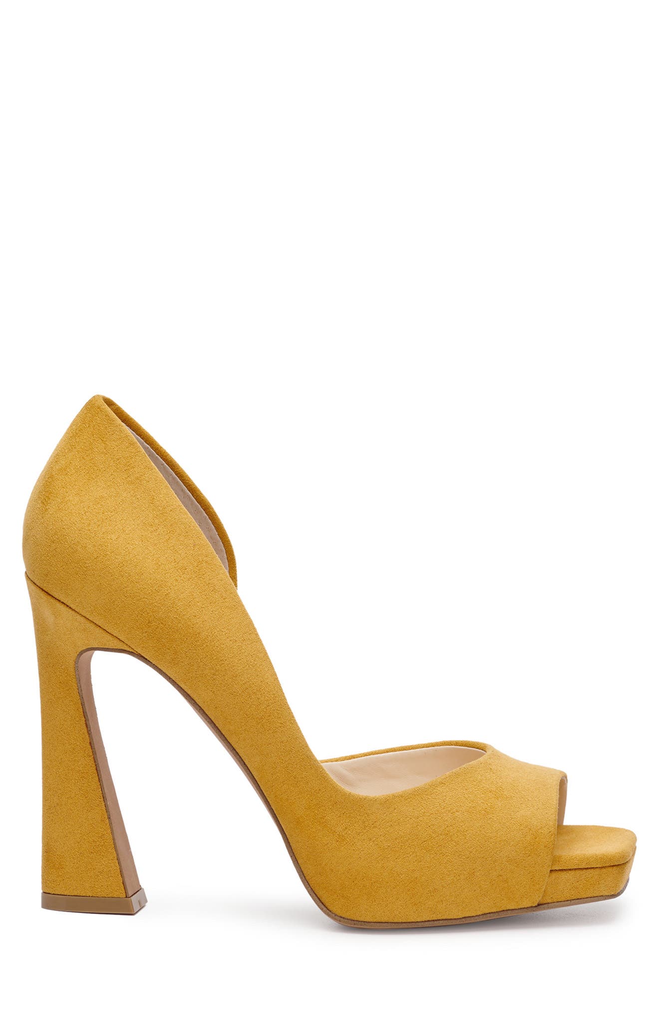 Jessica Simpson Chirla Half d'Orsay Peep Toe Pump, Alternate, color, Satin Brass
