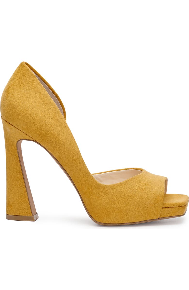Jessica Simpson Chirla Half d'Orsay Peep Toe Pump, Alternate, color, Satin Brass