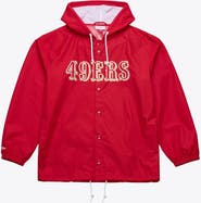 Mitchell & Ness Men's Mitchell & Ness Scarlet San Francisco 49ers Coaches Full-Snap Hooded Windbreaker Jacket