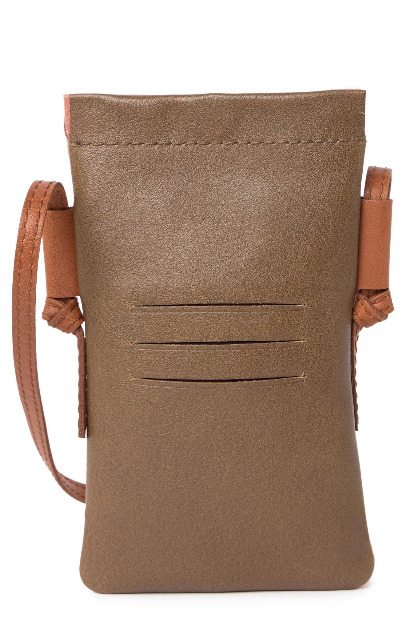 The Smartphone Leather Crossbody Bag, Main, color, WEATHERED OLIVE MULTI