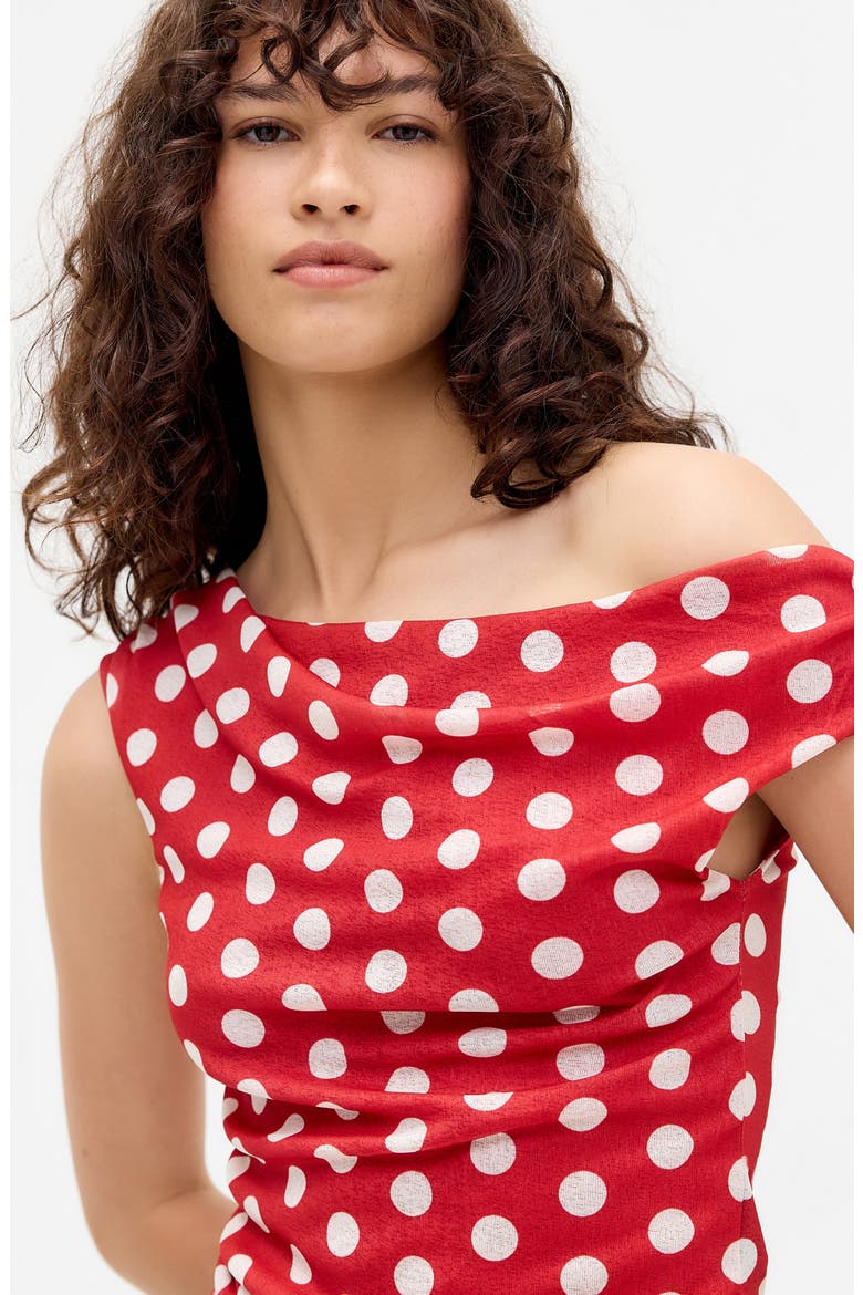Fia Polka Dot Off the Shoulder Top, Alternate, color, RED