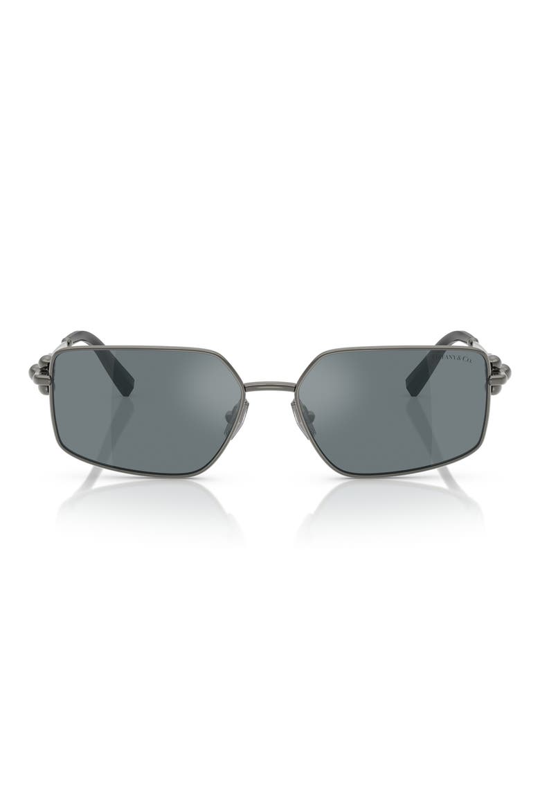 58mm Rectangular Sunglasses, Main, color, RUTHENIUM / GREY MIRROR BLACK