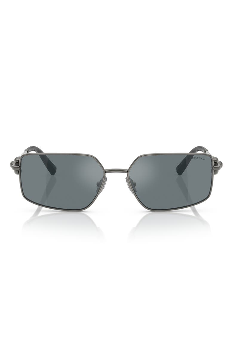 Tiffany & Co. 58mm Rectangular Sunglasses, Main, color, Ruthenium / Grey Mirror Black