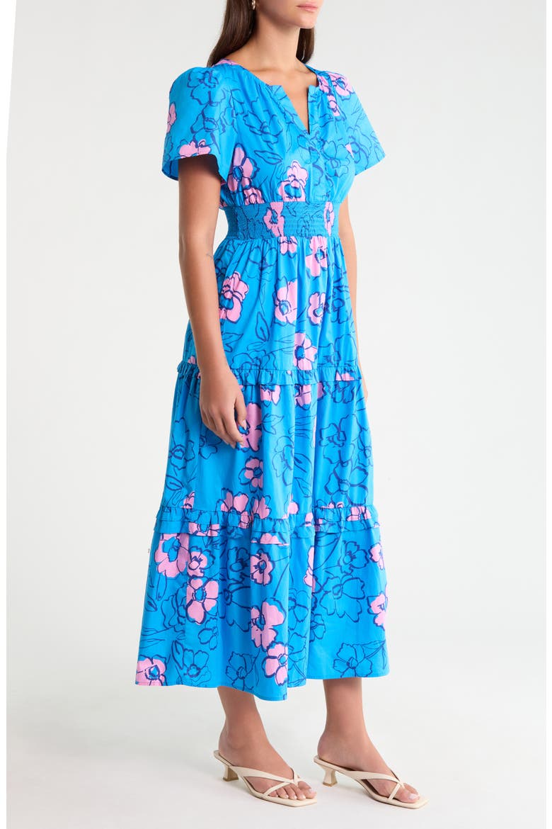 Palmer Cotton Poplin Tiered Maxi Dress, Alternate, color, BLUES-PINK