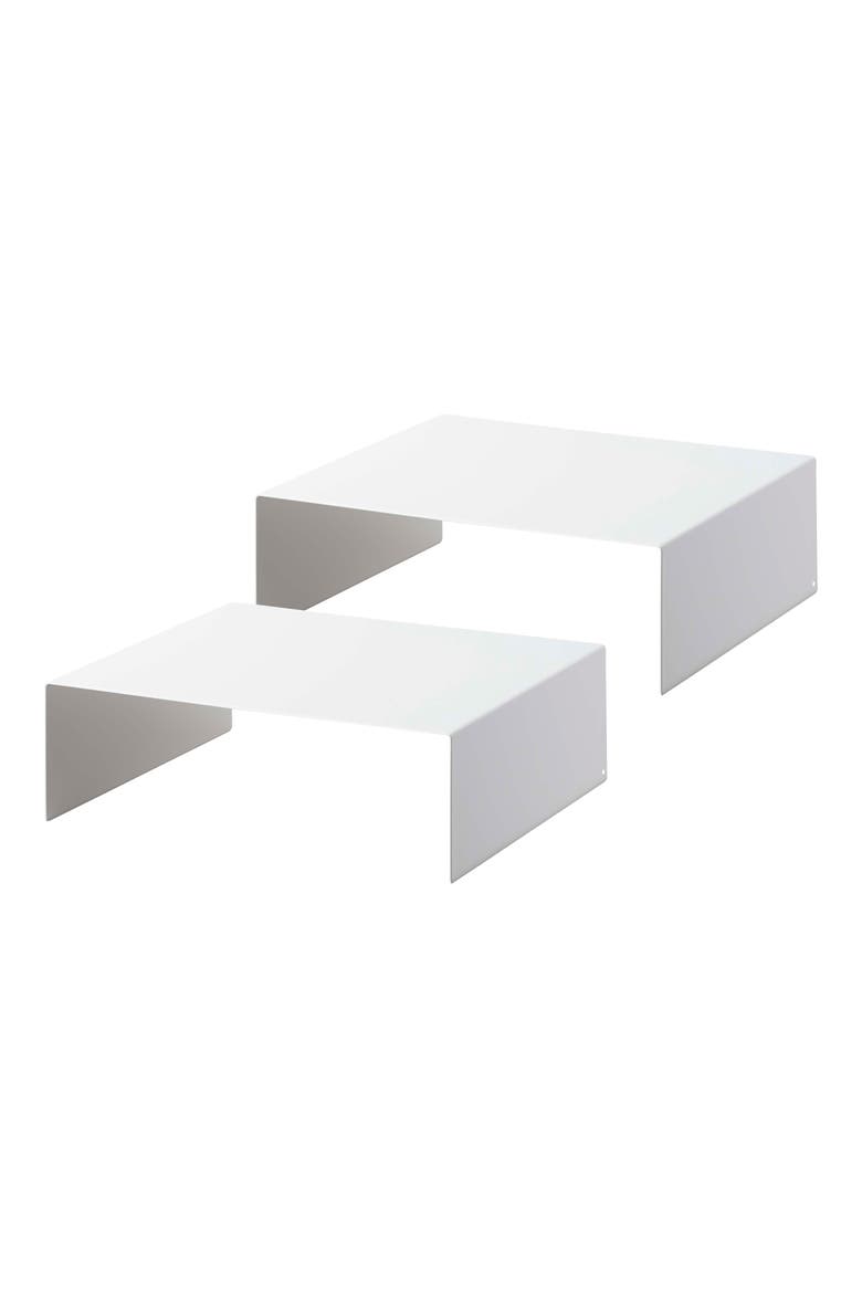 Set of 2 Riser Shelves, Main, color, WHITE