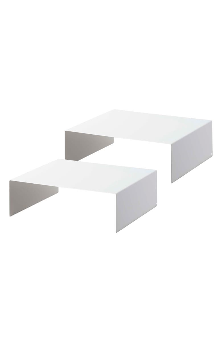 Yamazaki Set of 2 Riser Shelves, Main, color, White