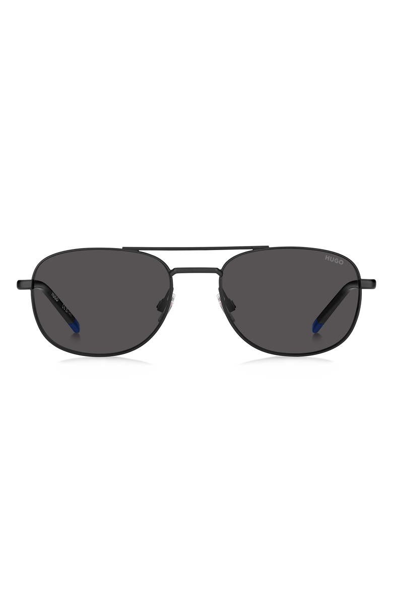 BOSS 56mm Navigator Sunglasses, Main, color, Matte Black/ Grey