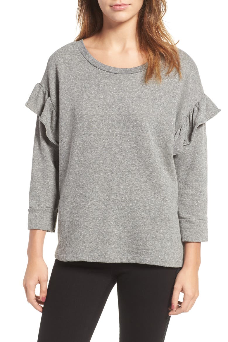 The Ruffle Sweatshirt, Main, color, HEATHER GREY