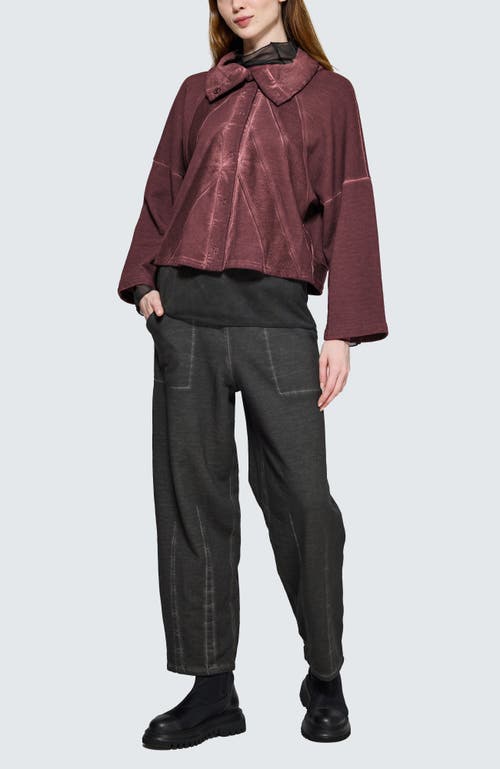 Luukaa Vera Cropped Sculptural Jacket In Burgundy
