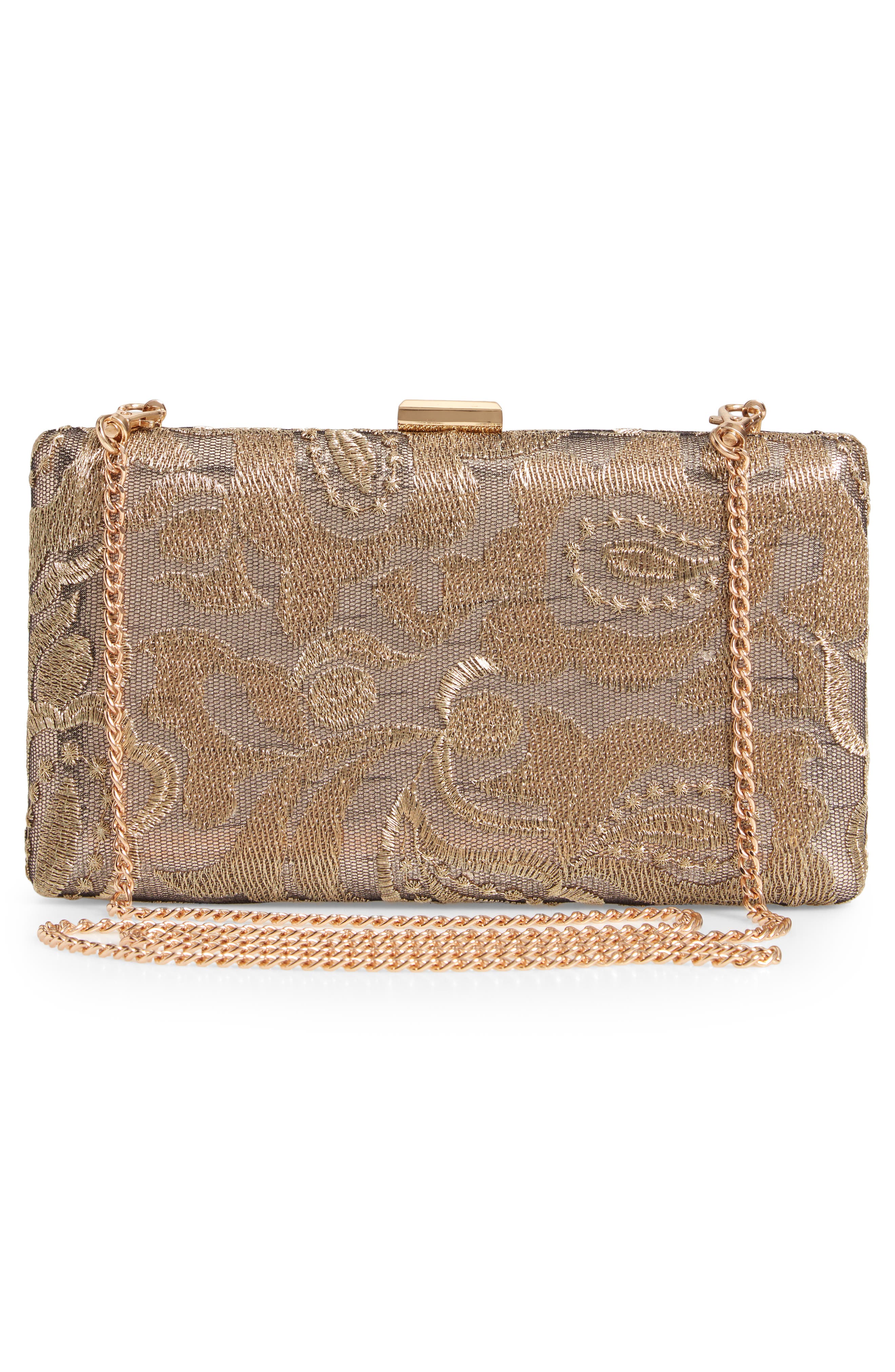 Nordstrom Metallic Lace Pattern Box Minaudière (Women) | Nordstrom
