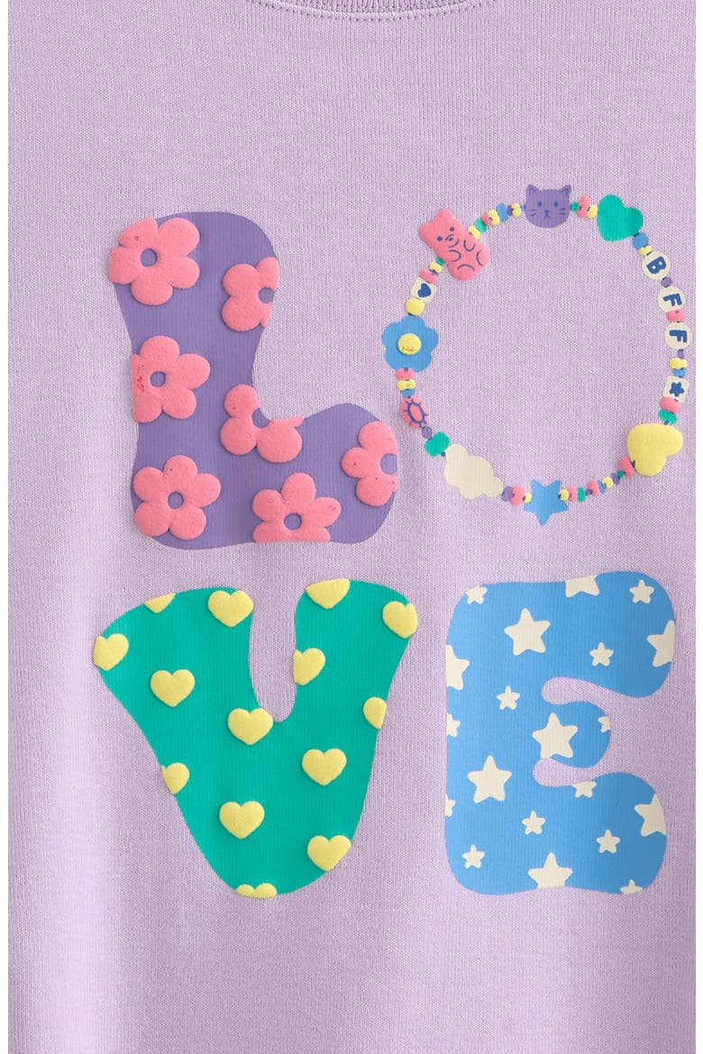 Kids' Side Ruched Graphic T-Shirt, Alternate, color, PURPLE BLOOM BFF LOVE GRAPHIC