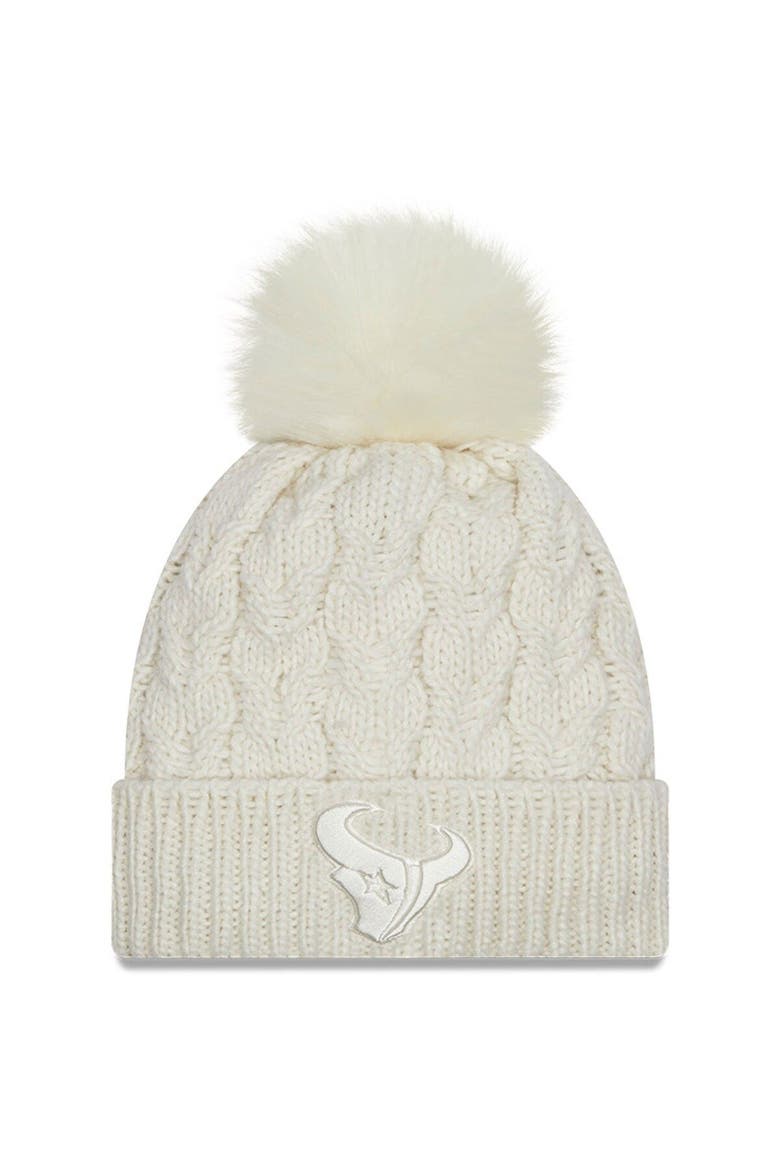 Women's New Era Cream Houston Texans Flurry Cuffed Knit Hat with Pom, Main, color, Cream