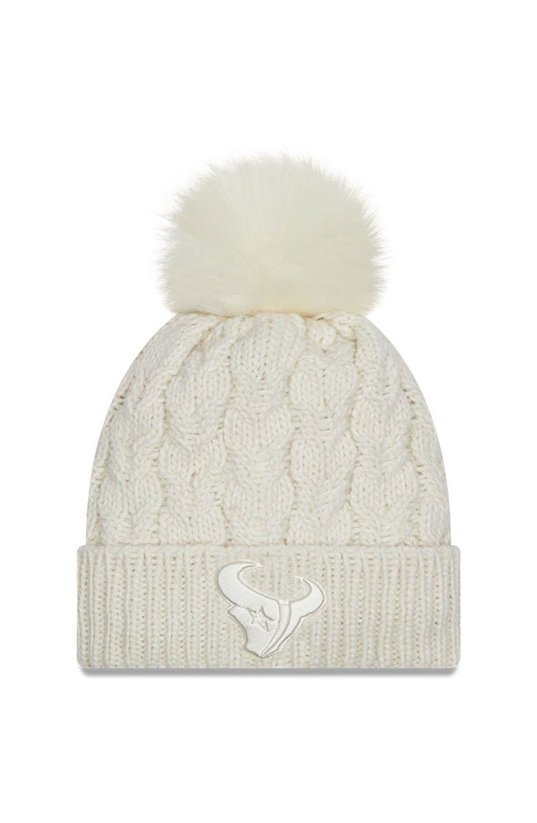 New Era Women's New Era Cream Houston Texans Flurry Cuffed Knit Hat with Pom, Main, color, 