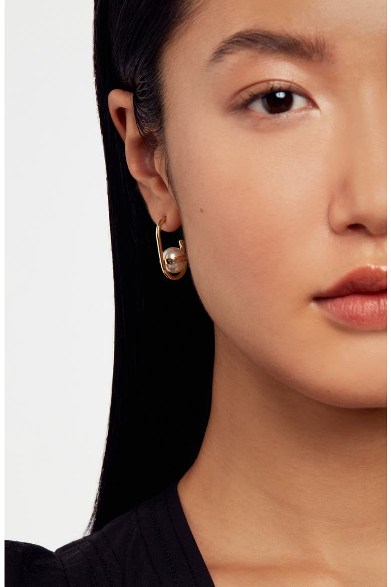 Perrita Imitation Pearl Hoop Earrings, Alternate, color, GOLD TONE/ PEARL