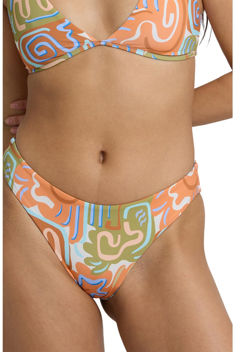 Le Surf Reversible Lowrider Bikini Bottoms, Alternate, color, ORANGE MULTI