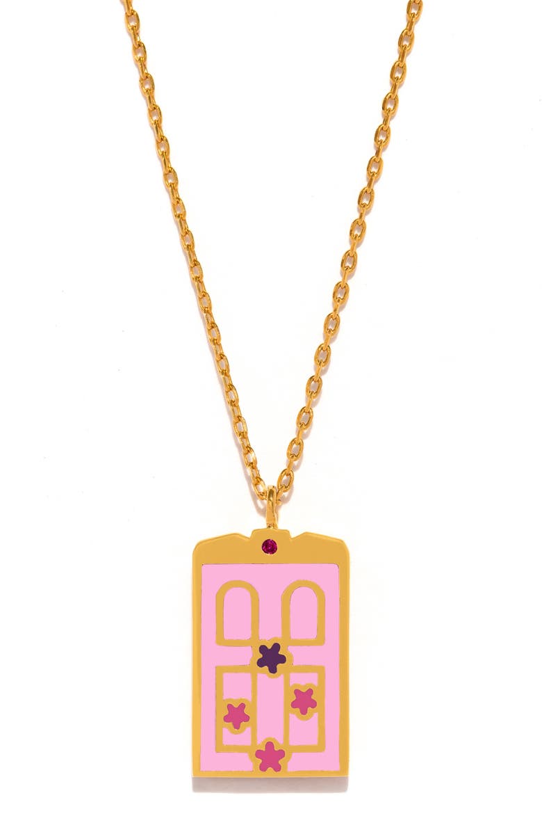 Girls Crew x Disney<sup>®</sup> Pixar Monster's Inc. Boo's Door Pendant Necklace, Main, color, Gold