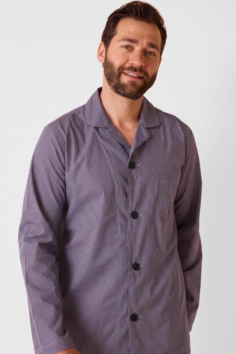 Pima Cotton Long-Sleeved Pajama Set, Alternate, color, Navy / Charleston