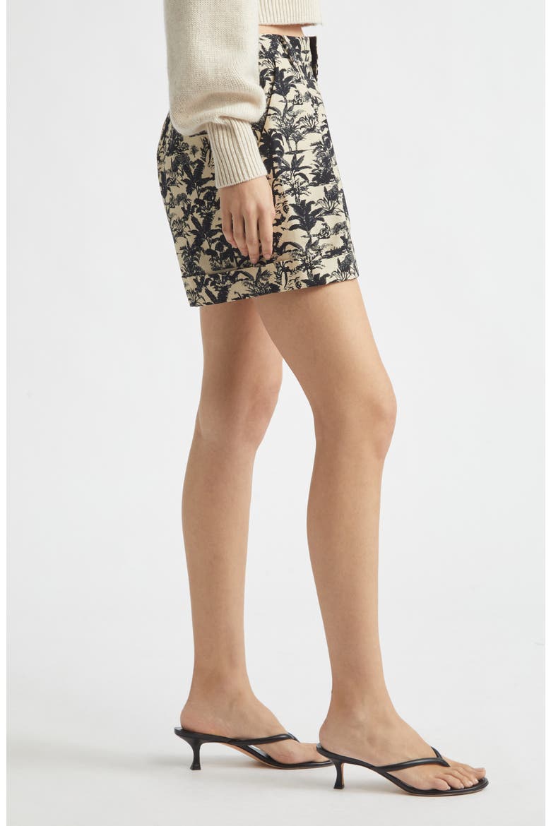 Nara Tropical Print Cuff Cotton Shorts, Alternate, color, JET/ NATURAL