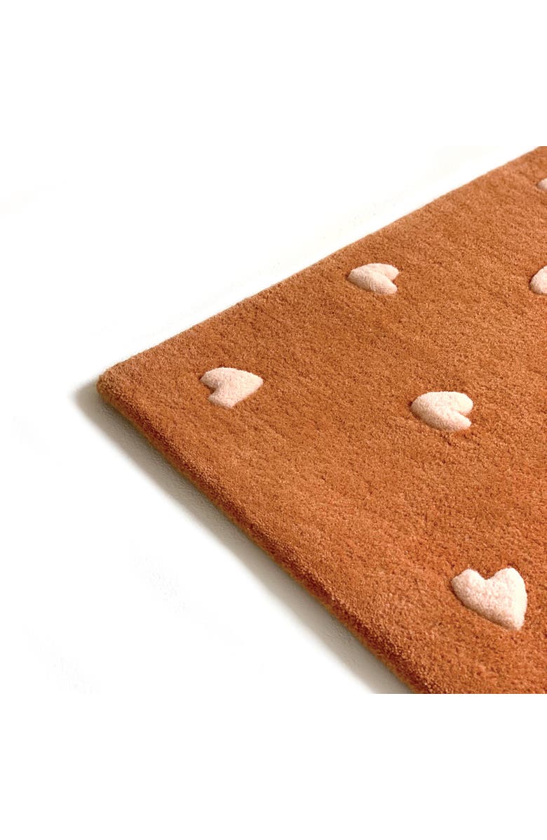 Maison Deux Hearts Rug, Alternate, color, Brown / Pink Print