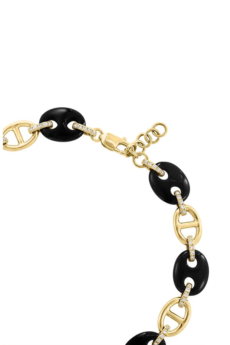 14K Yellow Gold Diamond Onyx Link Bracelet, Alternate, color, 14K Gold