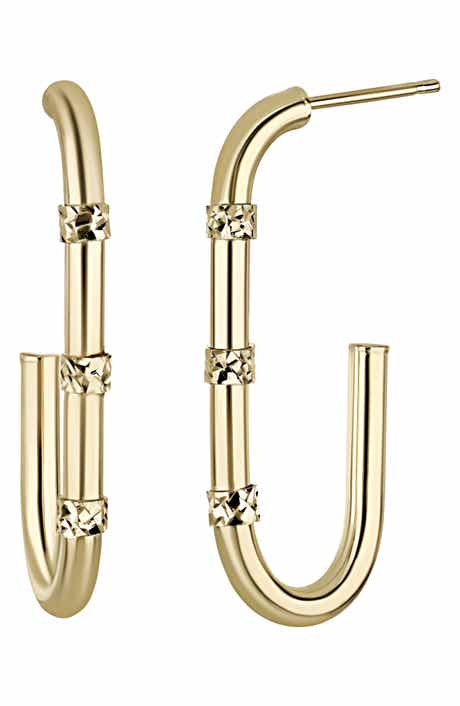 Bony Levy 14K Gold Elongated Hoop Earrings