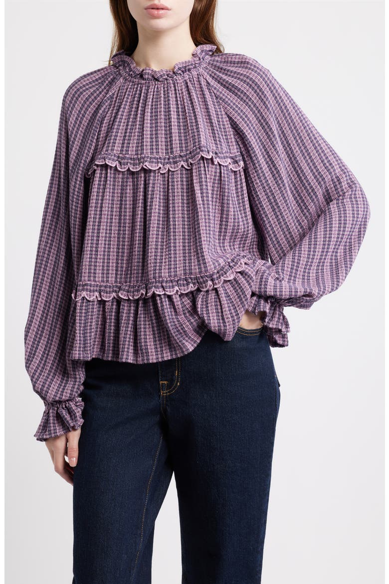 Long Sleeve Plaid Woven Shirt, Main, color, NAVY- PURPLE MOLLY PLAID
