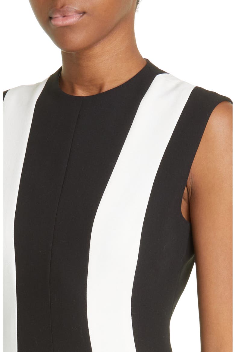 Colorblock Sleeveless Stretch Twill Midi Dress, Alternate, color, BLACK/ IVORY