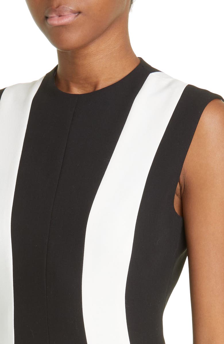 Lela Rose Colorblock Sleeveless Stretch Twill Midi Dress, Alternate, color,