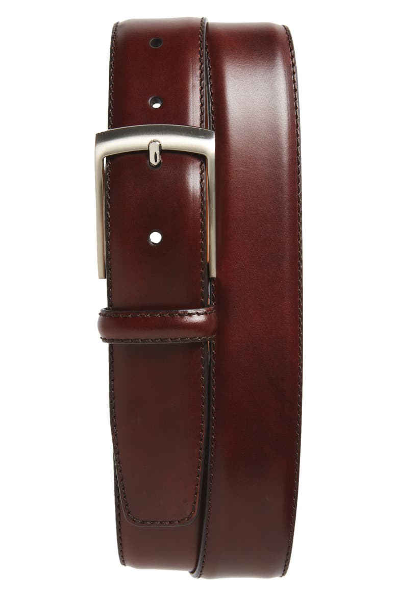 Tabon Leather Belt, Main, color, MID BROWN
