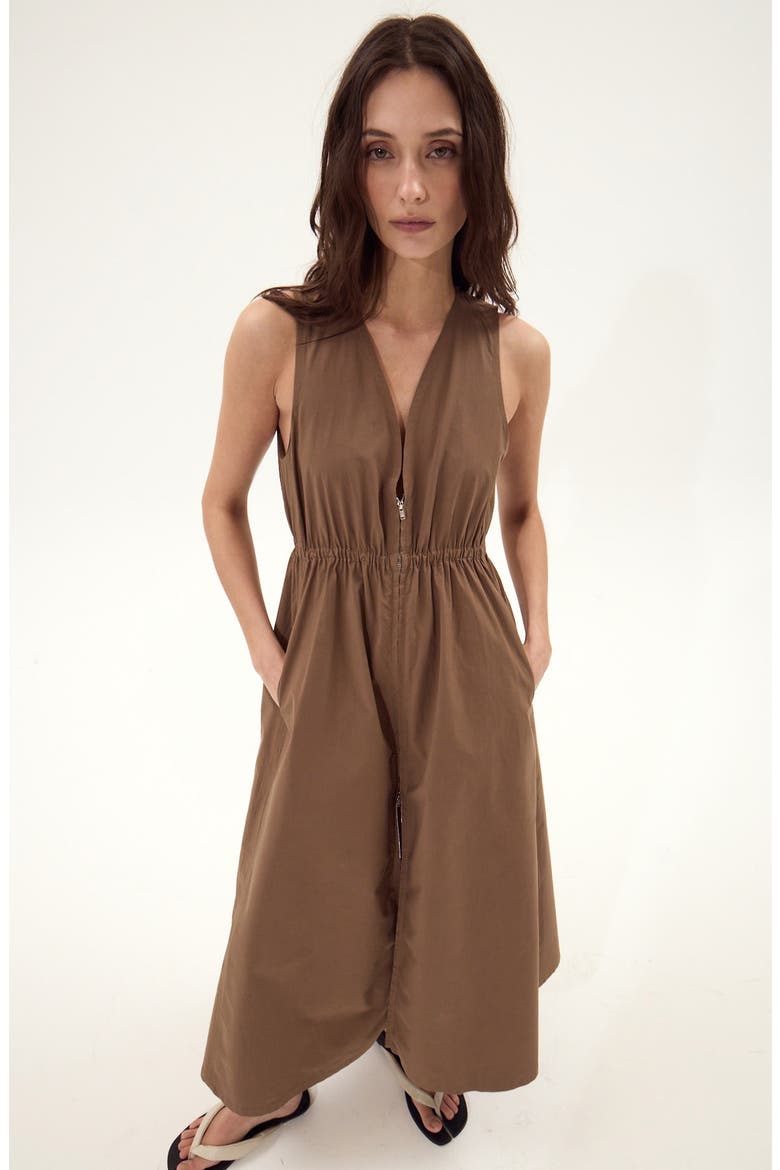 Rubbens Front Zip Sleeveless Maxi Dress, Alternate, color, CHOCOLATE