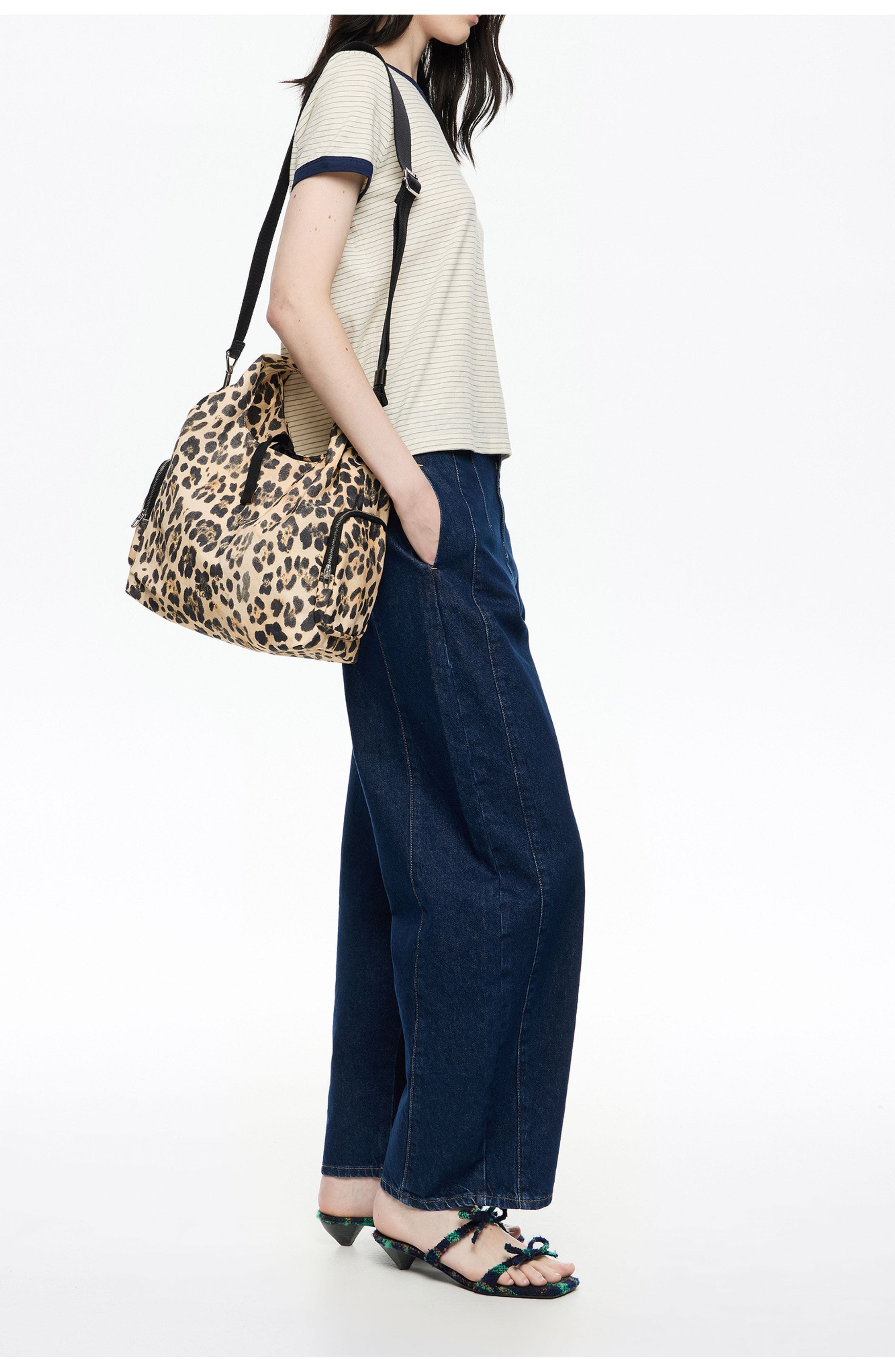 Bimba y Lola Leopard Nylon Crossbody Bag, Alternate, color, Leopard Natural