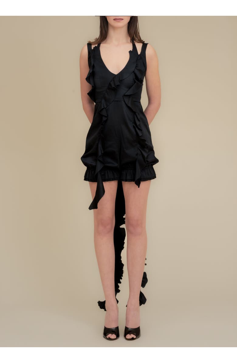 Contessa Mills Holland Adjustable Stretch Cotton Romper, Alternate, color, Black