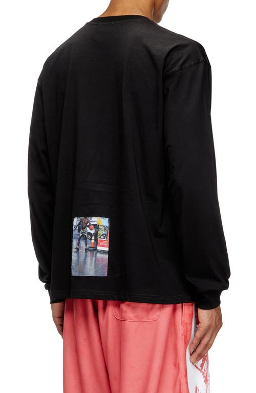 Diesel Long-sleeved Graphic T-shirt With Relaxed Fit In Black